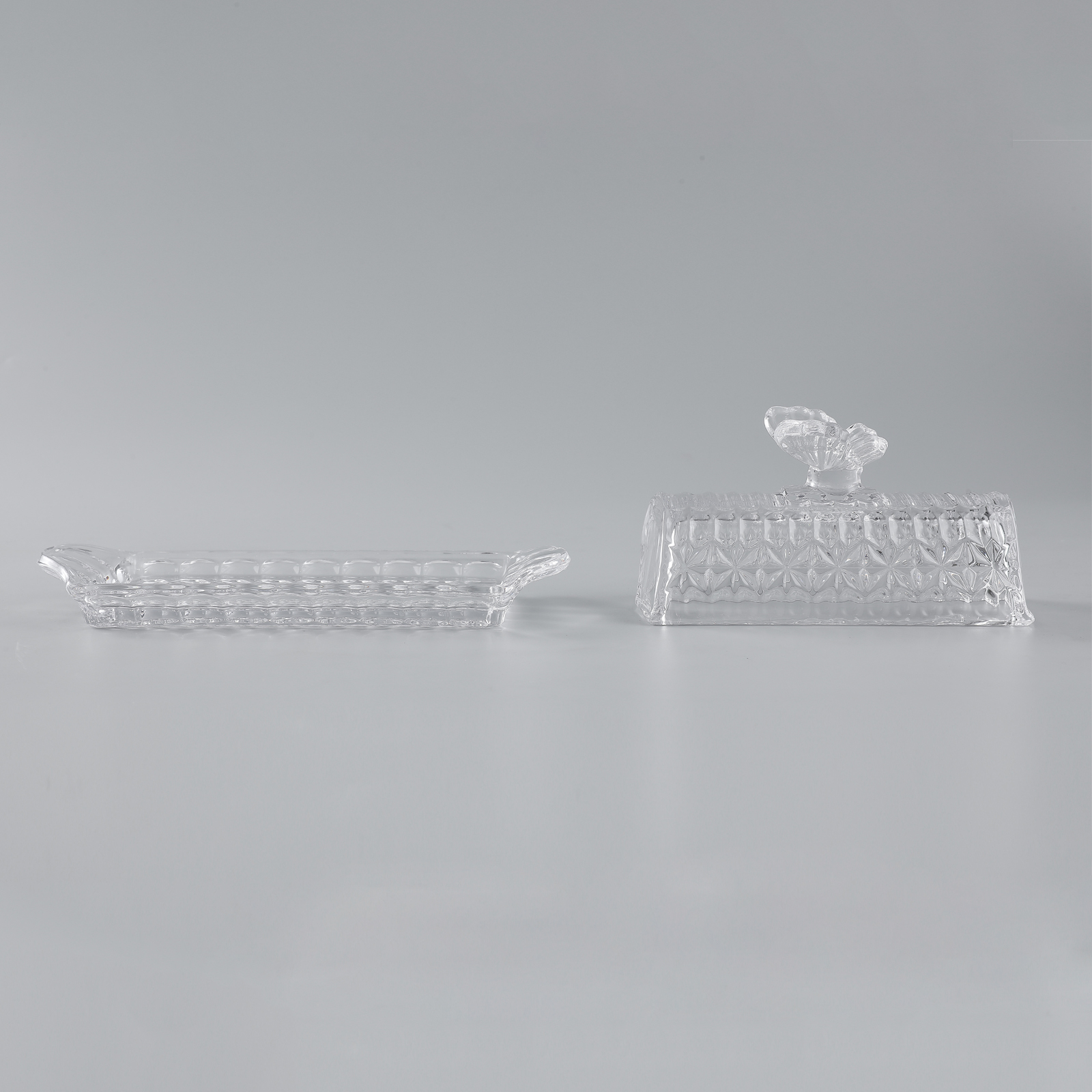 Glass Butter Dish with Lid Easy Grip Handle and knife - Image 8
