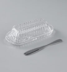 Glass Butter Dish With Knife
