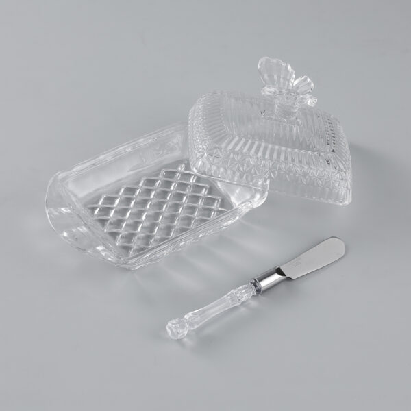 Glass Butter Dish with Knife - 图片 3