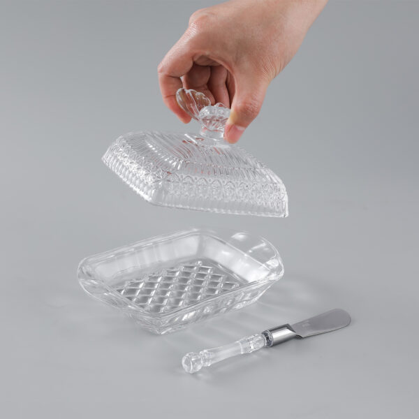 Glass Butter Dish with Knife - 图片 5
