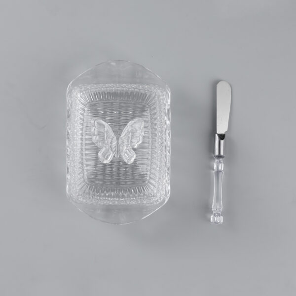 Glass Butter Dish with Knife - 图片 6