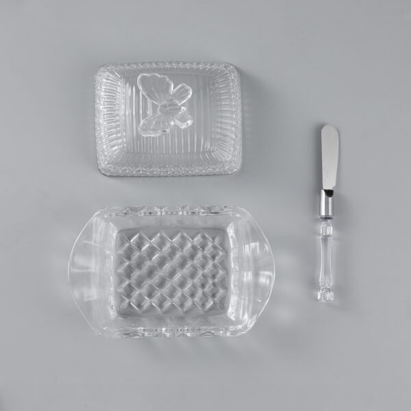 Glass Butter Dish with Knife - 图片 7