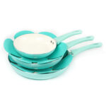 Frying Pan Set Pressed Aluminum Ceramic Non-stick Coating with BAKELITE Handles, PFAS-Free 8”, 10” & 12”, 5 Piece