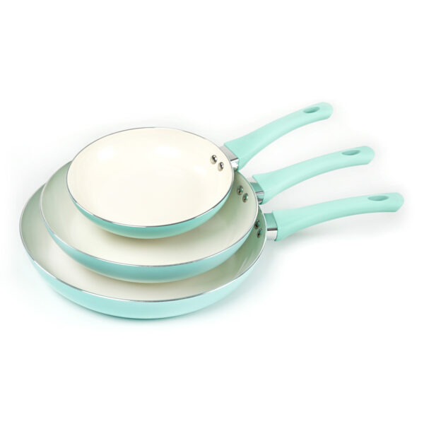 Frying Pan Set Pressed Aluminum Ceramic Non-stick Coating with BAKELITE Handles, PFAS-Free 8”, 10” & 12”, 5 Piece - 图片 3