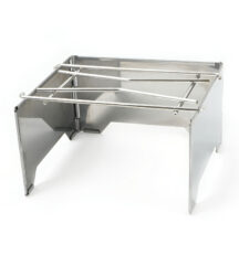 Folding Outdoor Stainless Steel Stove with Grill and Carrying Bag, 8.7"D x 8"W x 4.7"H, Portable Wood Burning Grill