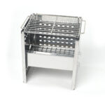 Stainless Steel Folding Outdoor Stove with Carrying Bag and Stainless Steel Grill, 8.7"L x 7.5"W x 9.5"H, Portable Wood Burning Grill