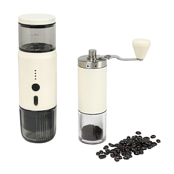 Portable Espresso Coffee Machine & Manual Coffee Grinder Set, 80ml Water Tank - 图片 2
