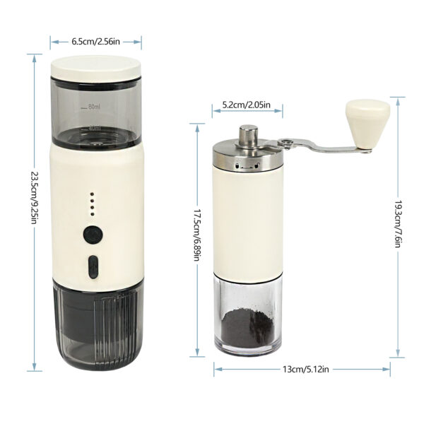 Portable Espresso Coffee Machine & Manual Coffee Grinder Set, 80ml Water Tank - 图片 3