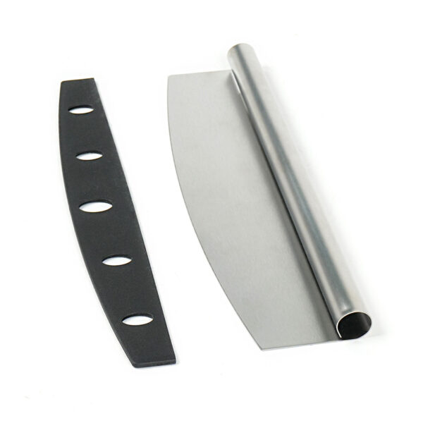 14" Pizza Cutter Rocker Blade ，Sharp Stainless Steel Rocker Knife with Cover, Pizza Slicer Knife, Dishwasher Safe, Outdoor Pizza Oven Accessories