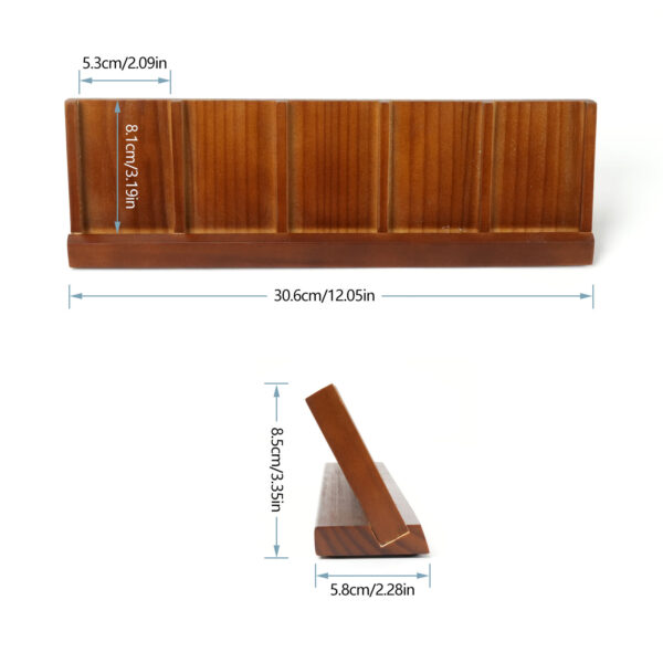 Wood Business Card Holder, Business Card Display Stand for Exhibition, Home and Office, 5 Pockets - 图片 2