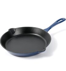 Cast Iron Enameled Skillet, DIA.10 inch Frying Pan, Blue